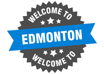 Edmonton sign. welcome to Edmonton blue sticker