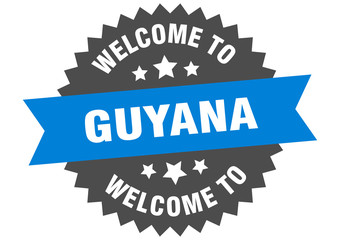 Guyana sign. welcome to Guyana blue sticker