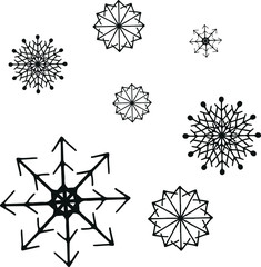 Obraz premium Seasonial winter vector with hand drawn Snowflakes