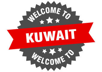 Obraz premium Kuwait sign. welcome to Kuwait red sticker