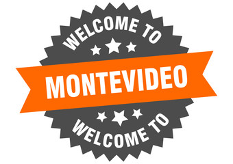 Fototapeta premium Montevideo sign. welcome to Montevideo orange sticker