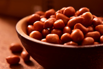 Close up of roasted peanuts in a bowl