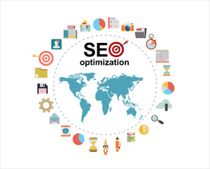 Obraz premium Flat illustration web analytics design , SEO optimization.