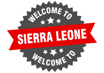 Sierra Leone sign. welcome to Sierra Leone red sticker
