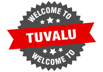 Tuvalu sign. welcome to Tuvalu red sticker