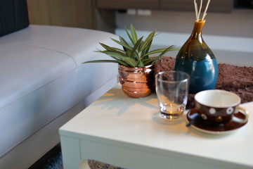 small vase on table decorated interior inside home living room