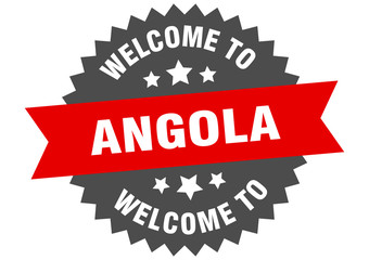 Angola sign. welcome to Angola red sticker