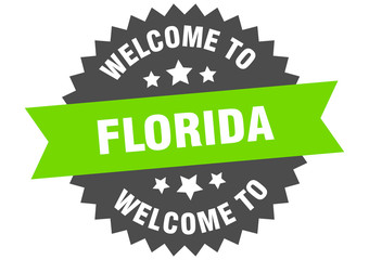 Florida sign. welcome to Florida green sticker