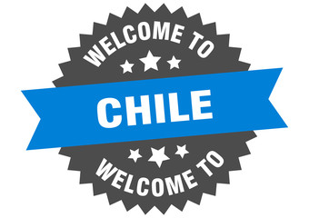 Chile sign. welcome to Chile blue sticker