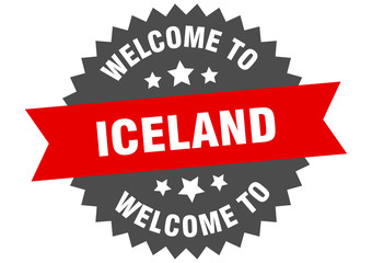 Obraz premium Iceland sign. welcome to Iceland red sticker