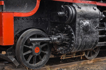 Railroad history: old steam locomotive in Alcazar de San Juan, Ciudad Real, Spain.