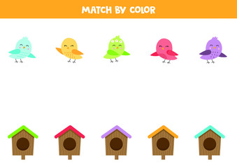 Match birds and birdhouses by color.