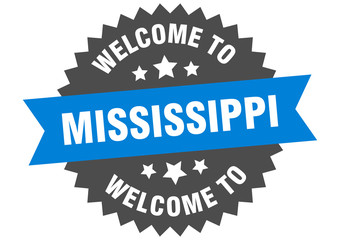 Mississippi sign. welcome to Mississippi blue sticker