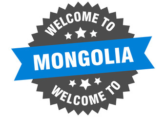 Mongolia sign. welcome to Mongolia blue sticker