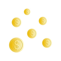 Scattering Realistic Gold Coin Vector Icon