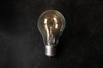 light bulb on black background.