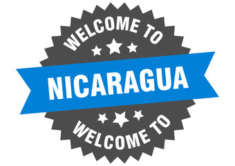 Nicaragua sign. welcome to Nicaragua blue sticker