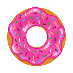vector illustration of colored realistic donut on white background - 306701410