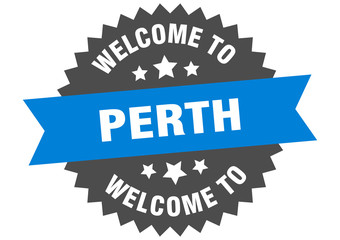 Perth sign. welcome to Perth blue sticker
