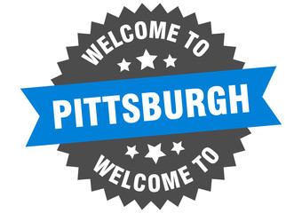 Fototapeta premium Pittsburgh sign. welcome to Pittsburgh blue sticker