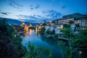 Mostar panorama evening