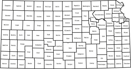 map of Kansas - obrazy, fototapety, plakaty