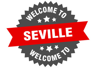 Seville sign. welcome to Seville red sticker