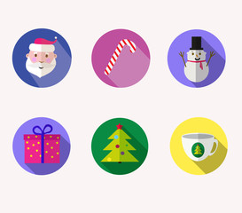 Set of Modern colorful christmas icon vector