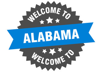 Alabama sign. welcome to Alabama blue sticker