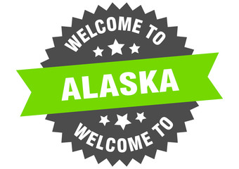 Fototapeta premium Alaska sign. welcome to Alaska green sticker