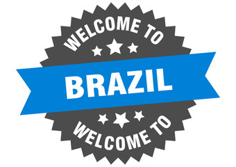 Brazil sign. welcome to Brazil blue sticker