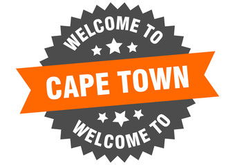 Cape Town sign. welcome to Cape Town orange sticker