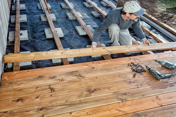 Constructing a Wooden Flooring of a Terrace, Douglas Fir