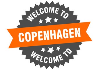 Copenhagen sign. welcome to Copenhagen orange sticker