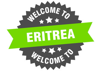 Eritrea sign. welcome to Eritrea green sticker