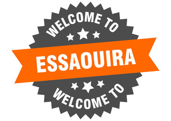 Essaouira sign. welcome to Essaouira orange sticker