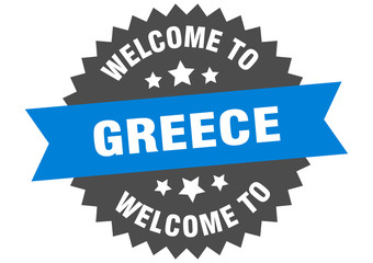 Greece sign. welcome to Greece blue sticker