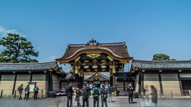 KYOTO, JAPAN - March 27, 2019: The Nijo-jo Castle on March 27, 2019 in Kyoto, Japan. The Nijo-jo Castle was the residence of the Tokugawa shoguns in Kyoto, who had been ruling Japan for over 260 years