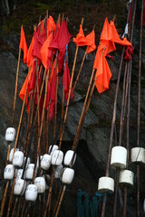 Fishing net floats and flags
