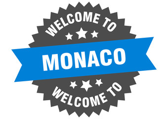 Monaco sign. welcome to Monaco blue sticker