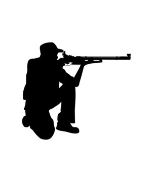 vector silhouette of air rifle shooter kneeling Position   eps format