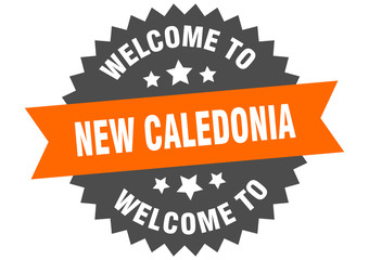 New Caledonia sign. welcome to New Caledonia orange sticker