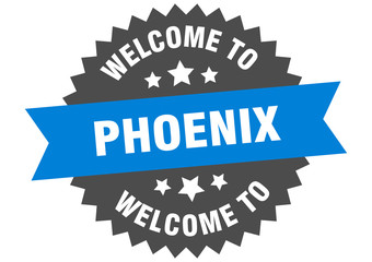 Phoenix sign. welcome to Phoenix blue sticker