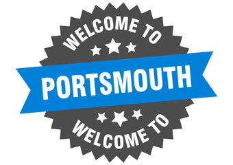 Portsmouth sign. welcome to Portsmouth blue sticker