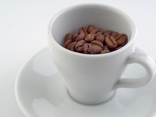 Close up of roasted black coffee beans