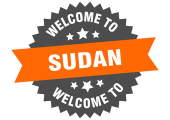 Sudan sign. welcome to Sudan orange sticker