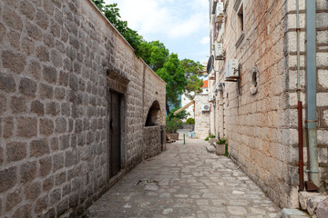 Fototapeta na wymiar street in the Old town of Perast, Montenegro