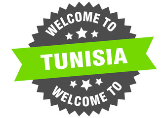 Tunisia sign. welcome to Tunisia green sticker
