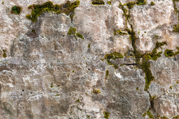 texture of old stone wall streaked with green lichen background Montenegro