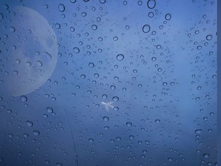 water drops on blue background